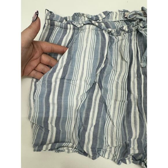 SO Juniors Shorts Size XL Blue Striped High Rise Soft Shortie Elastic Waist - Picture 2 of 11